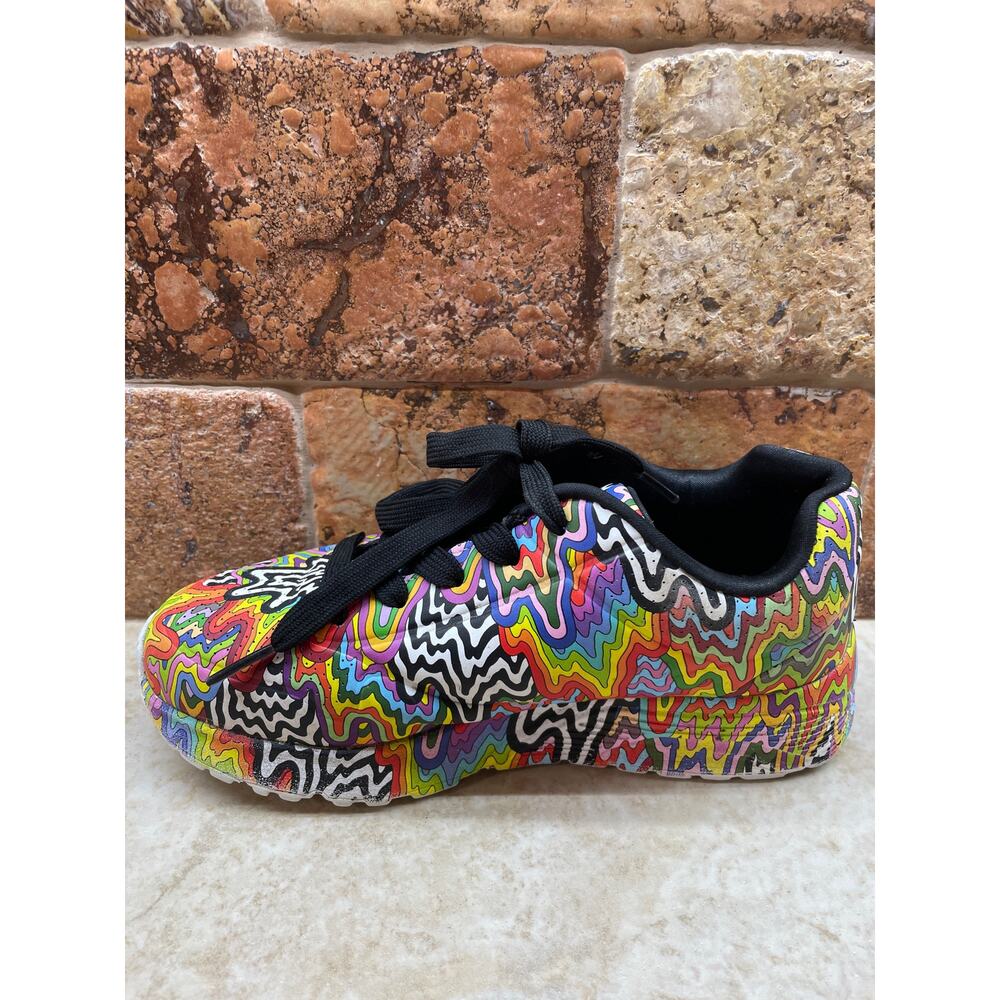 Skechers Sneakers Jen Stark Kids Size 1 Psychedelic Rainbow Art Shoes Swirl Shoe - Picture 10 of 13
